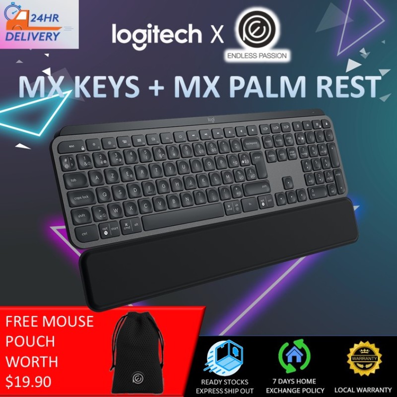 Logitech MX Keys Advanced Illuminated Wireless Keyboard, Bluetooth, Tactile Responsive Typing, Backlit Keys, USB-C, PC/Mac/Laptop Windows/Linux/IOS/Android, English Layout - Graphite Black [24 hours delivery] Singapore