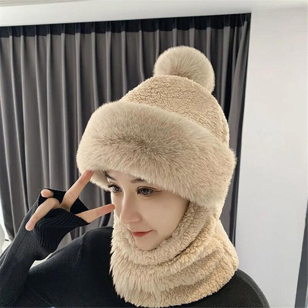 SALARY Mùa đông Tai Bảo Vệ Đi xe đạp Cổ Ấm Hơn Nhung sang trọng Mũ Beanies Hat Hat Khăn Đặt - 3