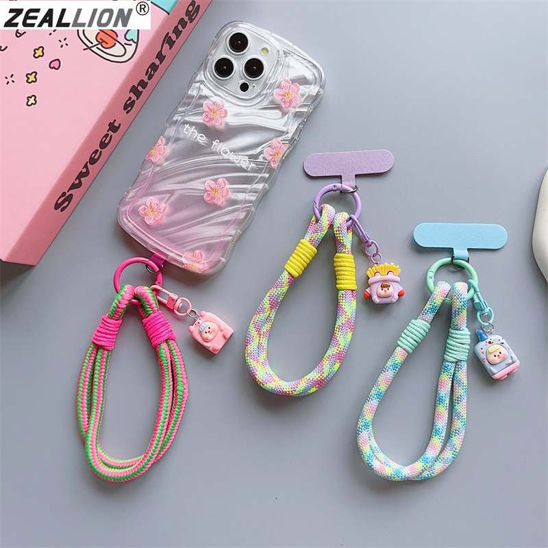 Zeallion Universal Cute Phone Wrist Strap Colorful Cord Food Doll Keychain Detachable Decoration Rope For T-Card Short Anti-lost Lanyard