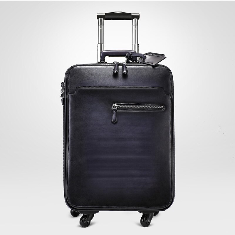 Thương hiệu Ý Cowhide Da Trolley Case Kinh doanh Hành lý Da thật Bánh xe phổ quát Mật khẩu Lên máy b
