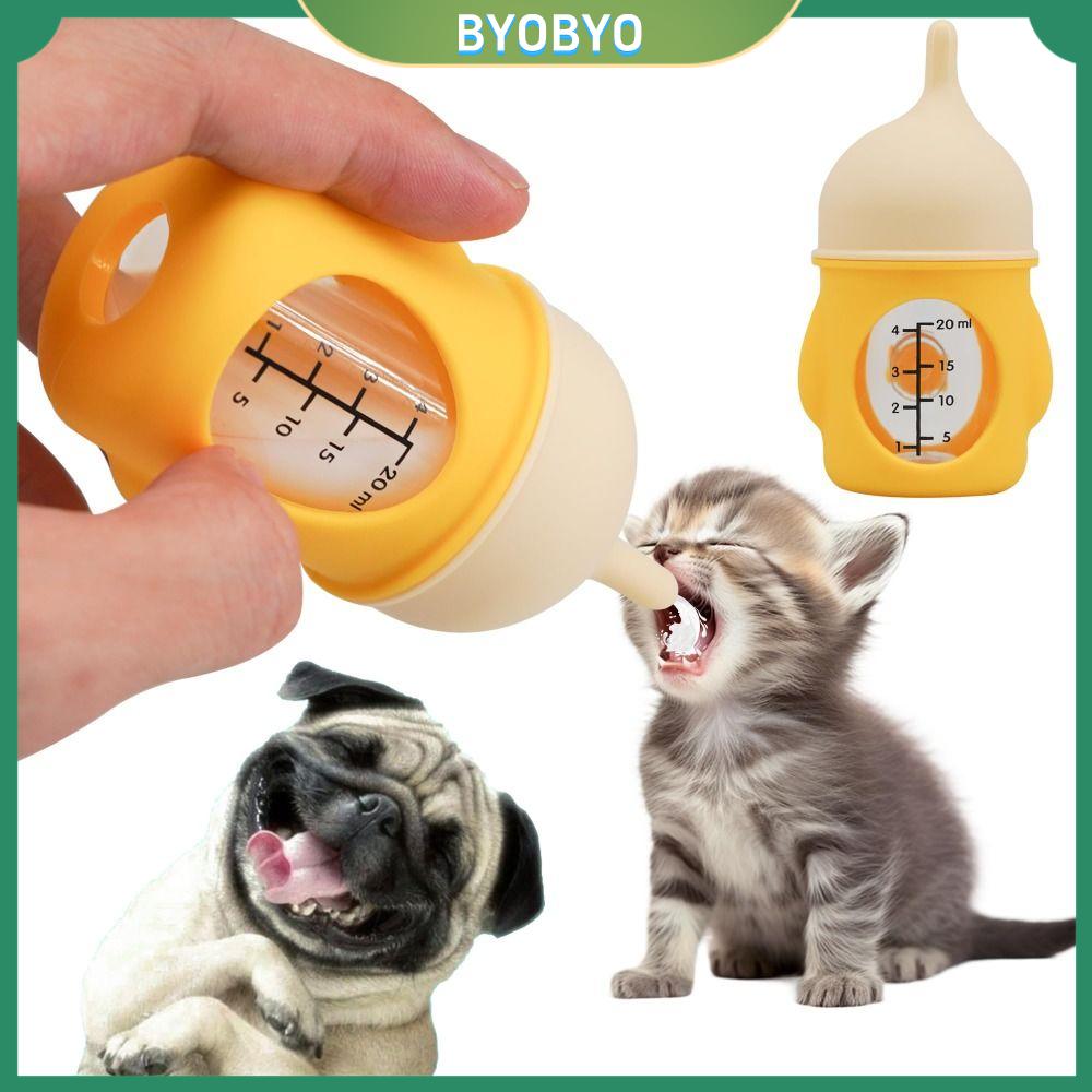 LYMEDIA Chống trượt Chai cho cún con Silicone 20/80ml Chai hình mèo con Bền Cân đo lường Bình cho thú cưng ăn