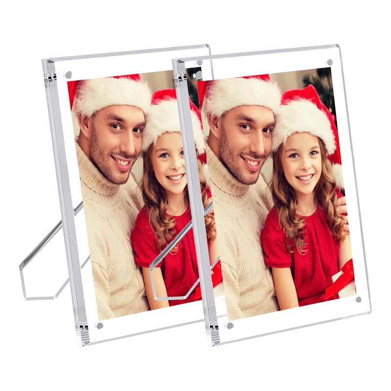 2 Packs 5X7 Inch Acrylic Picture Frames with Stand Clear Magnetic Photo Frame Clear Frame