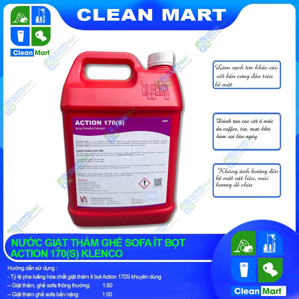 [KLENCO] Nước Giặt Thảm, Ghế Sofa (Ít Bọt) Can 5 lit  Action 170S - CLEAN MART