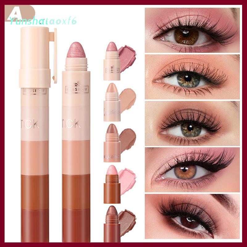 yunshataoxf Dimshow 5 trong 1 Eyeshadow bút chì Kit nhung Matte sắc tố ánh sáng lung linh làm nổi bật trang điểm kết hợp mini Eye Shadow bút mỹ phẩm - 2