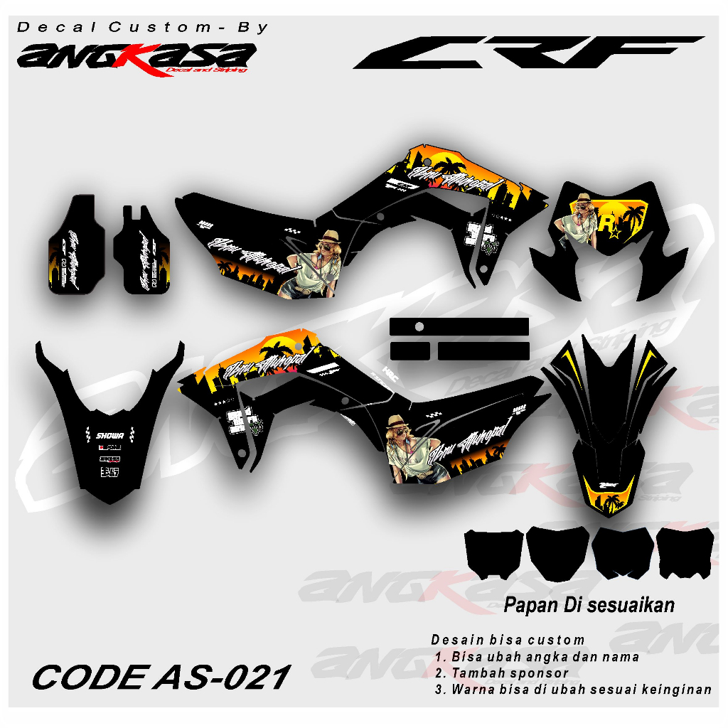 AS 021 STIKER DECAL CRF 150L BISA CUSTOM DESAIN MOTIF TERBARU BISA CUSTOM Harga  198,888 Ringgit*Penghantaran Percuma