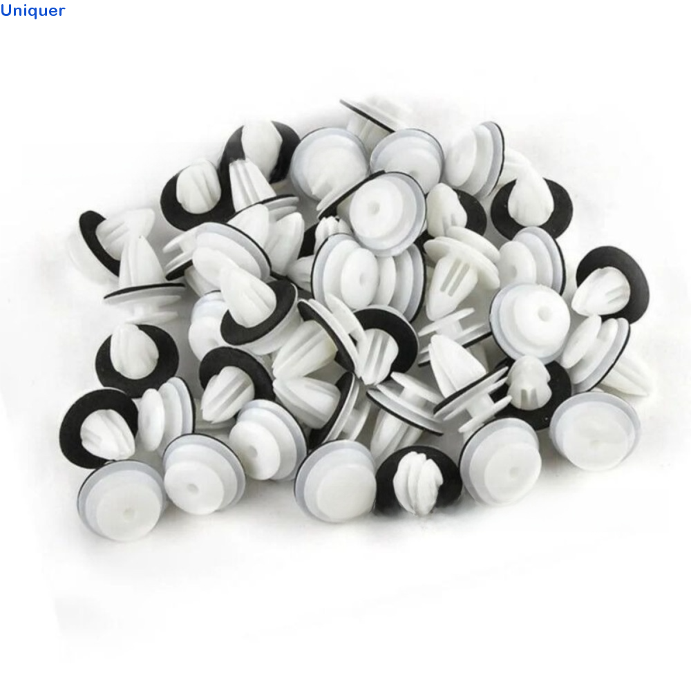 MACRAMEX 100pcs/set Trắng Kẹp tấm cửa với vòng đệm kín Đinh tán cố định Ốc vít ô tô Bền bỉ Nhựa Kẹp cản xe Nội thất ô tô Giá 75,000 Đồng*Miễn phí vận chuyển