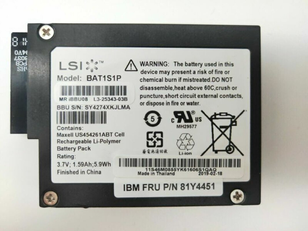 LSI BBU08 For IBM 81Y4451 BAT1S1P For M5015 M5014 M5000 9260 9280 Raid card