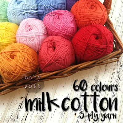 5-ply milk cotton yarn (solid colour) 100g **Min order 2 items**