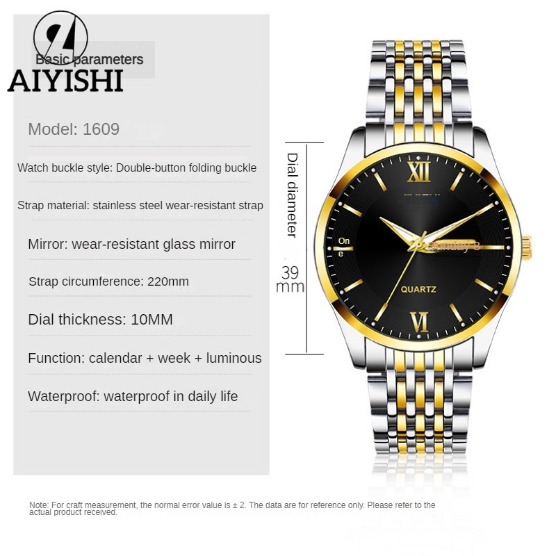 AIYISHI Top Brand Business Watch for Men Original Genuine Luminous Date