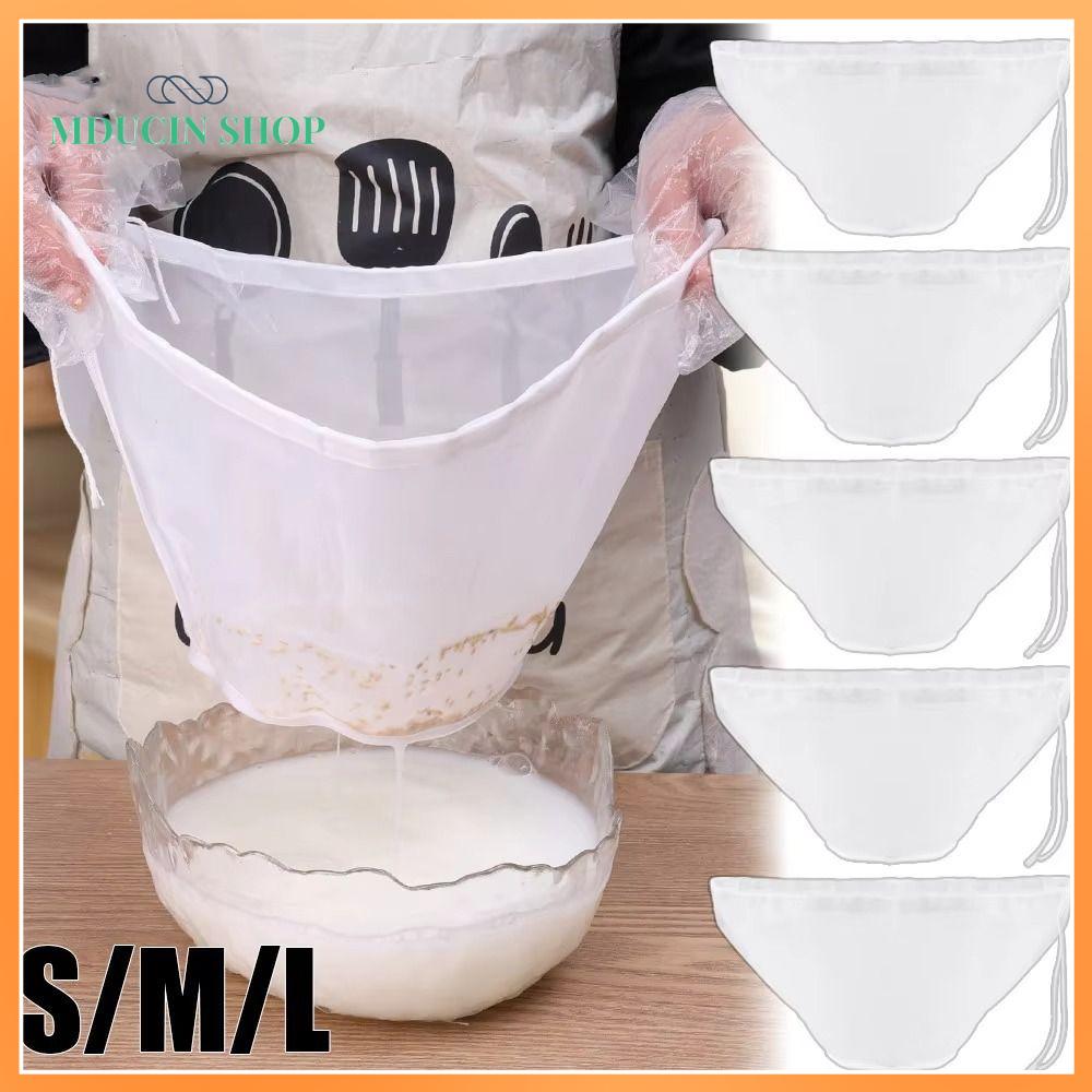 MDUCIN SHOP Hình dạng bát Túi vải phô mai để lọc với các cạnh đóng Vải lưới mịn Máy sấy thực phẩm Quà tặng Có thể tái sử dụng Túi lưới vải thô Để nấu ăn theo yêu cầu