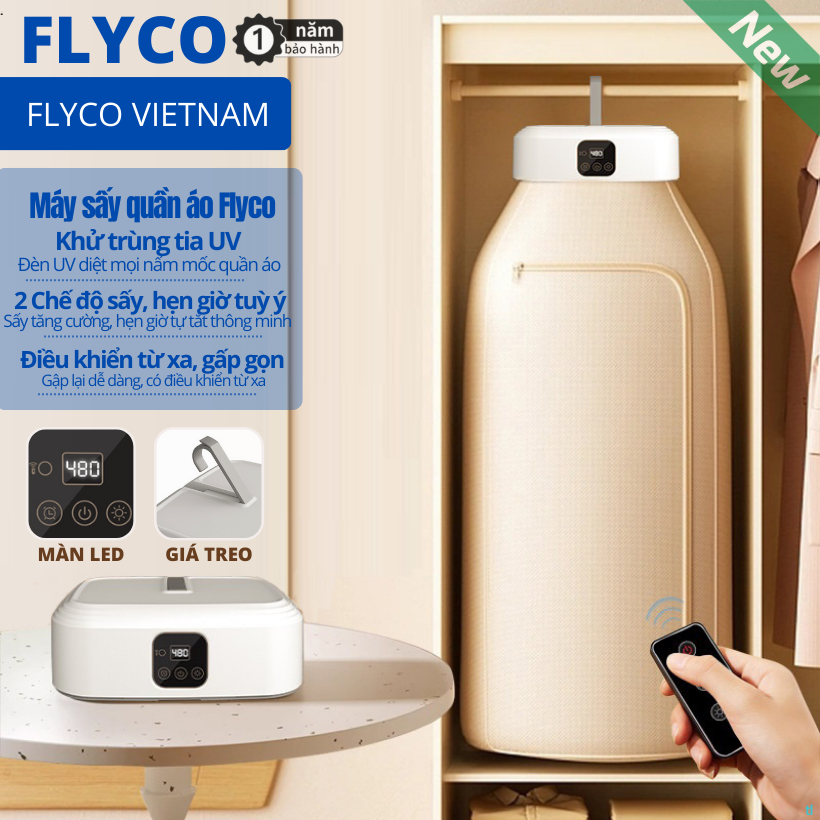 [NEW 2024] Máy Sấy Quần Áo Gấp Gọn Tự Động Hẹn Giờ Tiết Kiệm Điện Năng Tủ Sấy Đa Năng Ánh Sáng UV Kh