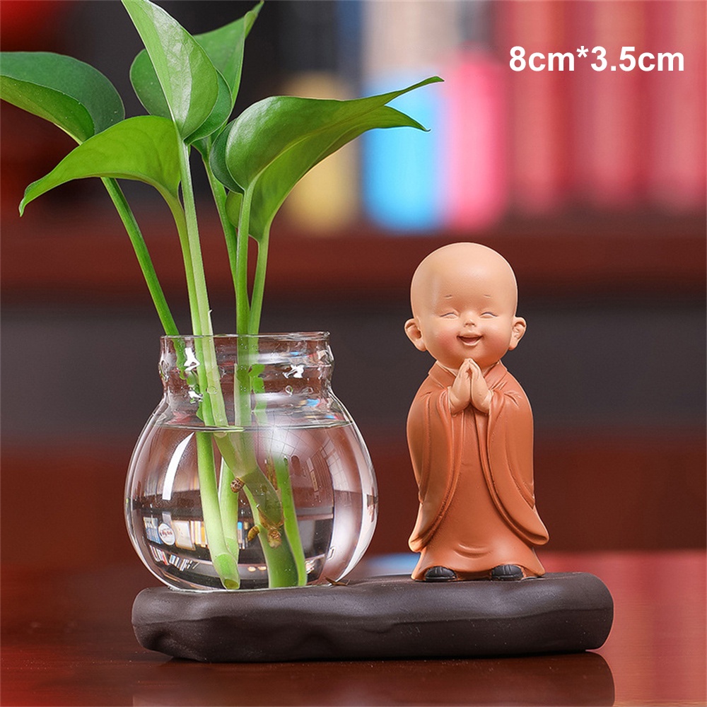 Terrarium Hydroponic Plant Vases Little Monk Vintage Flower Pot Glass Tabletop Plants Home Bonsai Decor Tea room Zen Buddhism