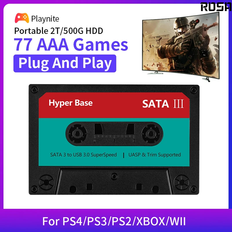 2025 Portable Game Console With 77 AAA Games 2T External Game Hard Drive HDD With Playnite Game System For PC/Laptop Emulator Console ราคา  3,086 บาท*ส่งฟรี