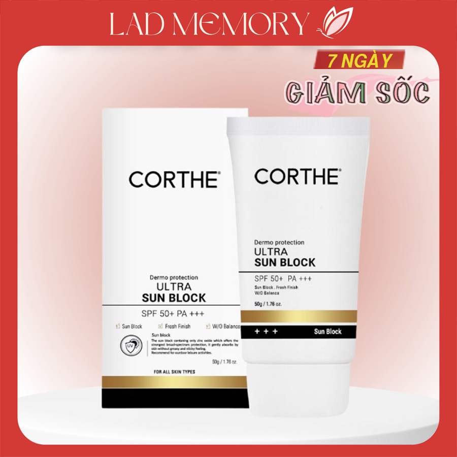 Kem chống nắng corthe ultra sun block spf50+ pa+++ 50g hàn quốc | kcn đa công dụng bảo vệ da toàn diện