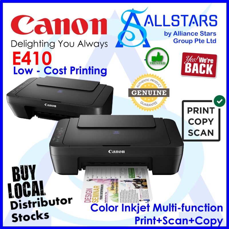 (ALLSTARS : We are Back / Printer Promo) Canon Black PIXMA E410 Compact All-In-One for Low-Cost Printing (Warranty 1st year on-site / 2nd year carry-in) Singapore