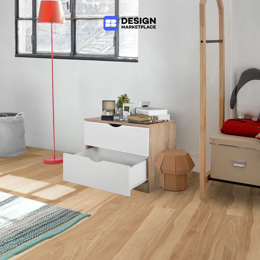 KONCEPT FURNITURE ตู้เตี้ยลิ้นชัก 2 ชั้น รุ่น Pody สีขาว (60x40x50 ซม.) ราคา 1,660 บาท*ส่งฟรี