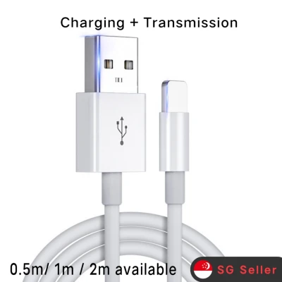 Lightning charging Cable compatible For iPhone X XS Max XR Wire Data and Sync USB Charger for iPhone 12 11 7 8 6 6s Plus USB Charging Cord 0.5m 1m 2m white colour