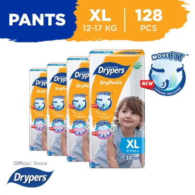 Drypers Drypantz Xl (12 - 17Kg) 32s X 4 Packs 128pcs