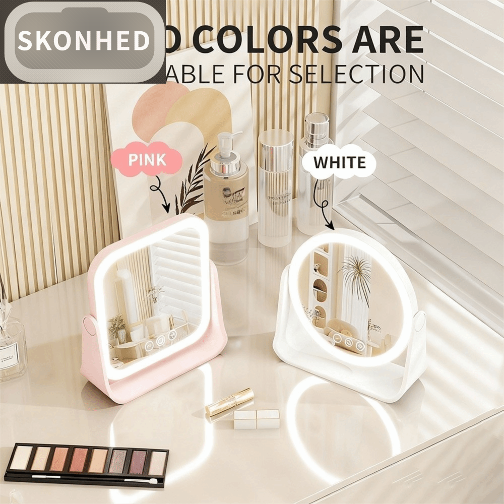 SKONHED ฉลาด กระจกแต่งหน้า LED ย้อนกลับได้ 3 สี กระจกแต่งหน้าแบบสัมผัส ขนาดกะทัดรัด หรี่แสงได้ กระจกขยาย 5 เท่า พร้อมไฟ LED การเดินทาง ราคา 856 บาท*ส่งฟรี