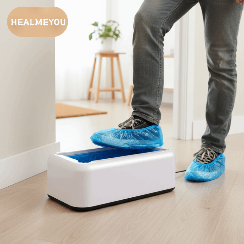 HEALMEYOU ป้องกันฝุ่น เครื่องคลุมรองเท้าอัตโนมัติ ป้องกันสุขอนามัย แบบพกพา ตู้จ่ายถุงคลุมรองเท้า อุปกรณ์อัตโนมัติ แฮนด์ฟรี ฝาครอบรองเท้าแบบใช้แล้วทิ้ง ใช้สำหรับทางเข้าบ้าน ราคา 1,464 บาท*ส่งฟรี