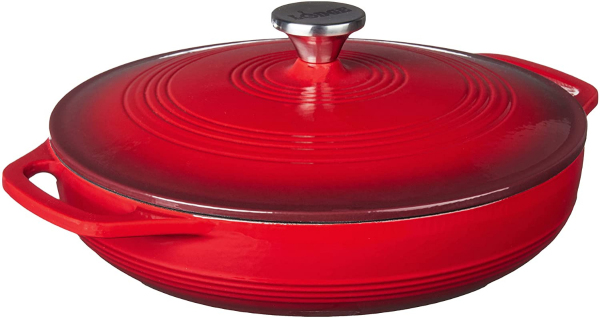 Lodge 3.6 Quart Cast Iron Casserole Pan. Red Enamel Cast Iron Casserole Dish with Dual Handles and Lid (Island Spice Red) Island Spice Red 3 Quart Singapore