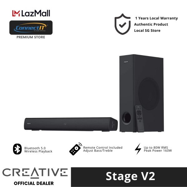 Creative Stage V2 High Performance Wireless Bluetooth 2.1 Soundbar with Subwoofer for TV, Desktops (1 Year Local Warranty) Singapore