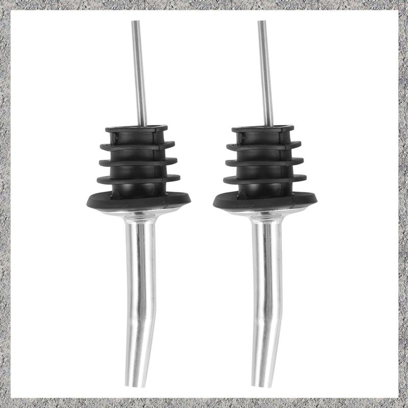 2pcs Stainless Steel Liquor Spirit Pourer with Rubber Stopper
