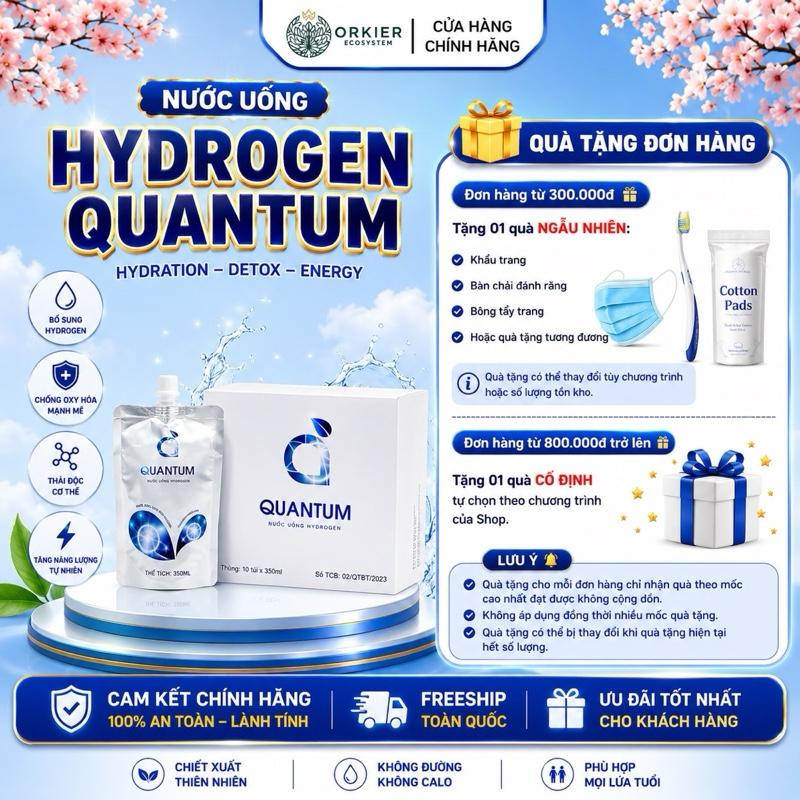 Nước Uống Giàu Hydrogen Quantum 350ml x 10 Túi/Thùng- Giúp Bổ Sung Nước, Cân Bằng Axit Kiềm, Giúp Cơ Thể Khỏe Mạnh