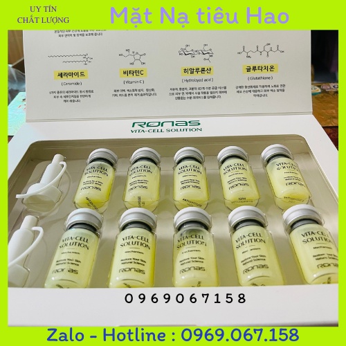 Hộp 10 lọ tế bào gốc Ronas Vita Cell Solution Ronas vàng dưỡng da lăn kim