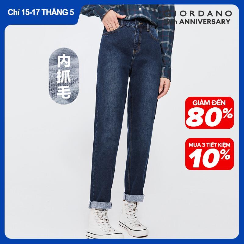 Giordano quần jean nữ lót lông công nghệ wash stone free shipping 05412683