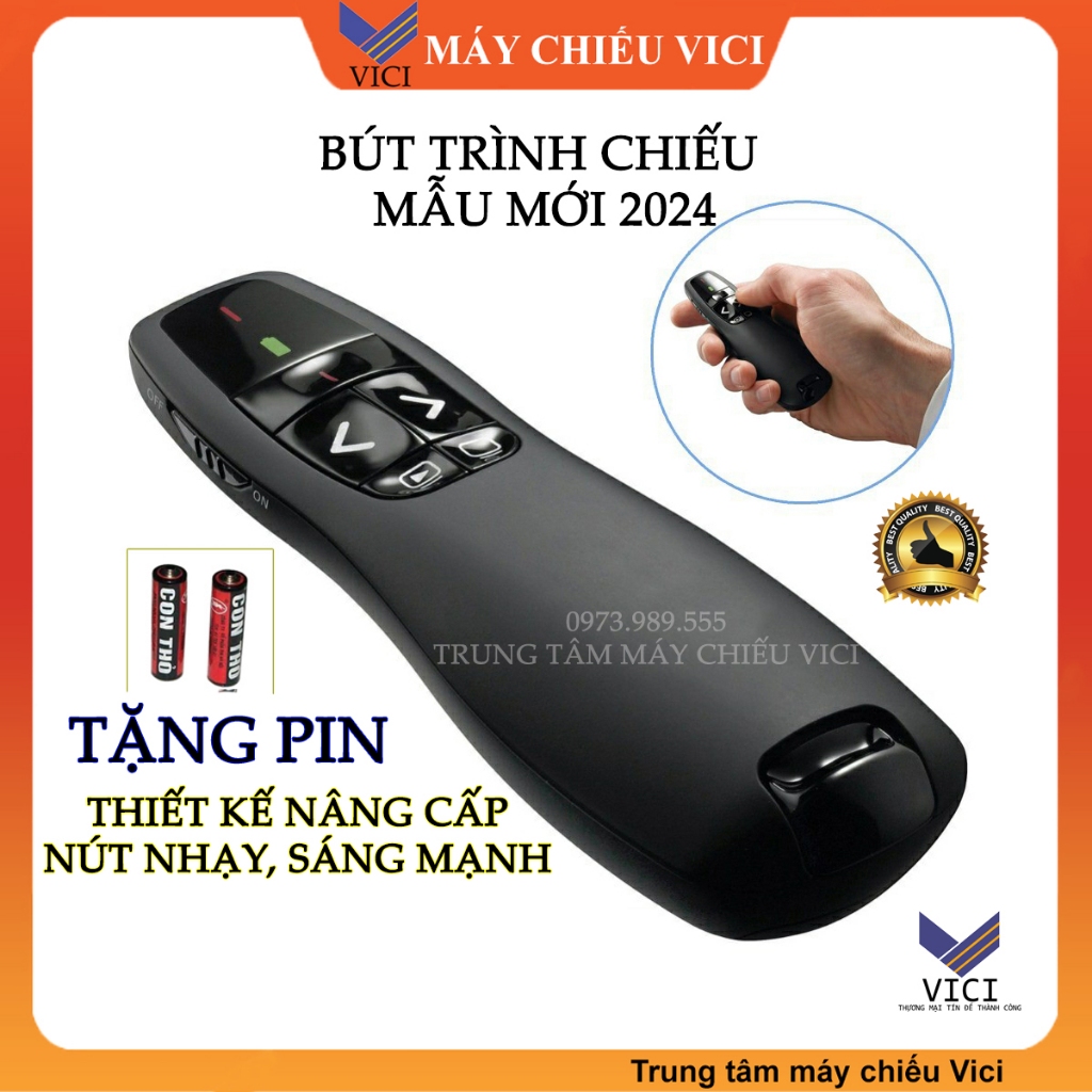 Bút Trình Chiếu Slide K400 PowerPoint Laser 2.4G. Bút Chỉ Máy Chiếu Màu Đen, Nút Ấn Nhạy, Phiên Bản Nâng Cấp 2024