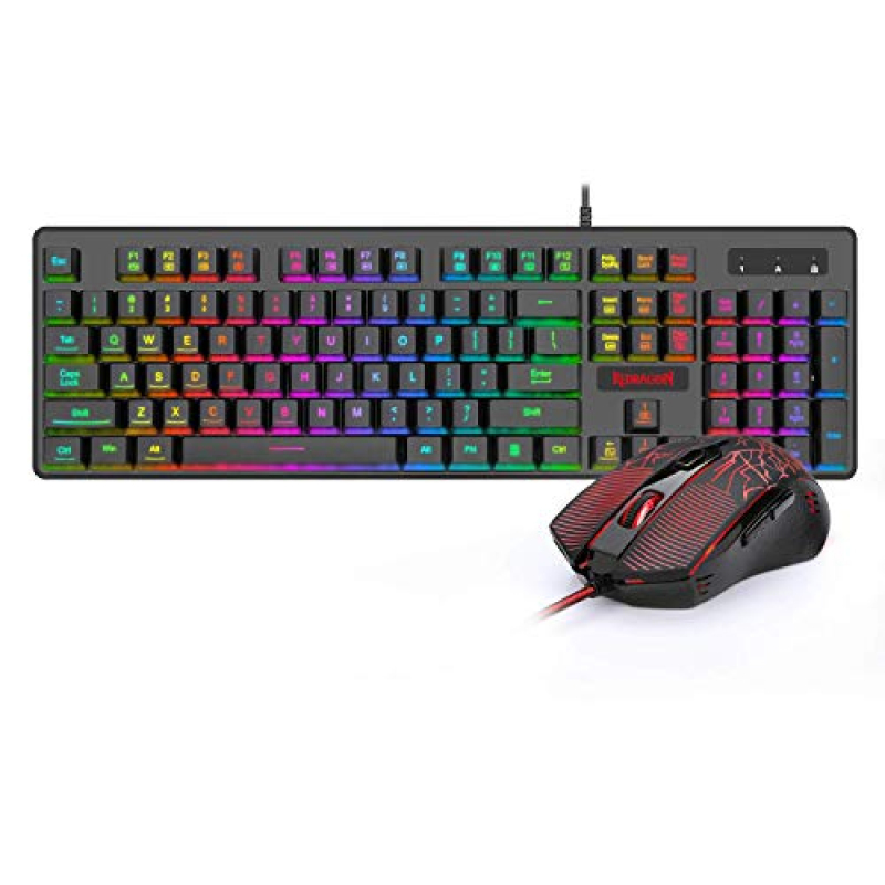 Redragon S107-BA Gaming Keyboard and Mouse Combo Wired Mechanical Feel RGB LED Backlit Keyboard 3200 DPI Gaming Mouse for Windows PC (Keyboard Mouse Combo) Singapore