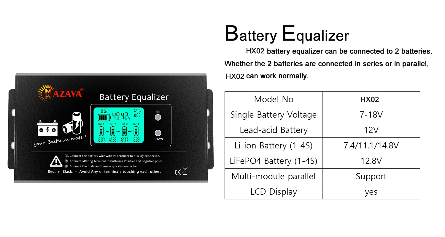 HC02 Batterie-Equalizer 4x12V Batterie-Balancer-Equalizer für