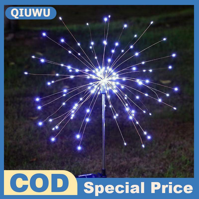 QIUWU Năng lượng mặt trời được hỗ trợ đầy màu sắc pháo hoa Đèn Led không thấm nước 8 chế độ ánh sáng cho Patio sân vườn trang trí