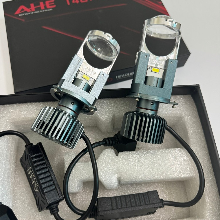 Đèn pha led bi cầu mini h4 t40 pro công xuất 40w lắp ô tô, xe máy