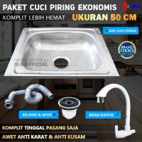 PAKET TERMURAH Bak cuci piring Kitchen sink stainless steel 50x40cm Bonus Kran Angsa Cuci Piring / Bak Cuci Piring Stainless Ukuran 50 cm x 40 cm 1 Lubang / BAK CUCI PIRING STAINLESS STELL 50x40cm / BAK WASTAFEL CUCI PIRING / Bak Cuci Piring & Afur