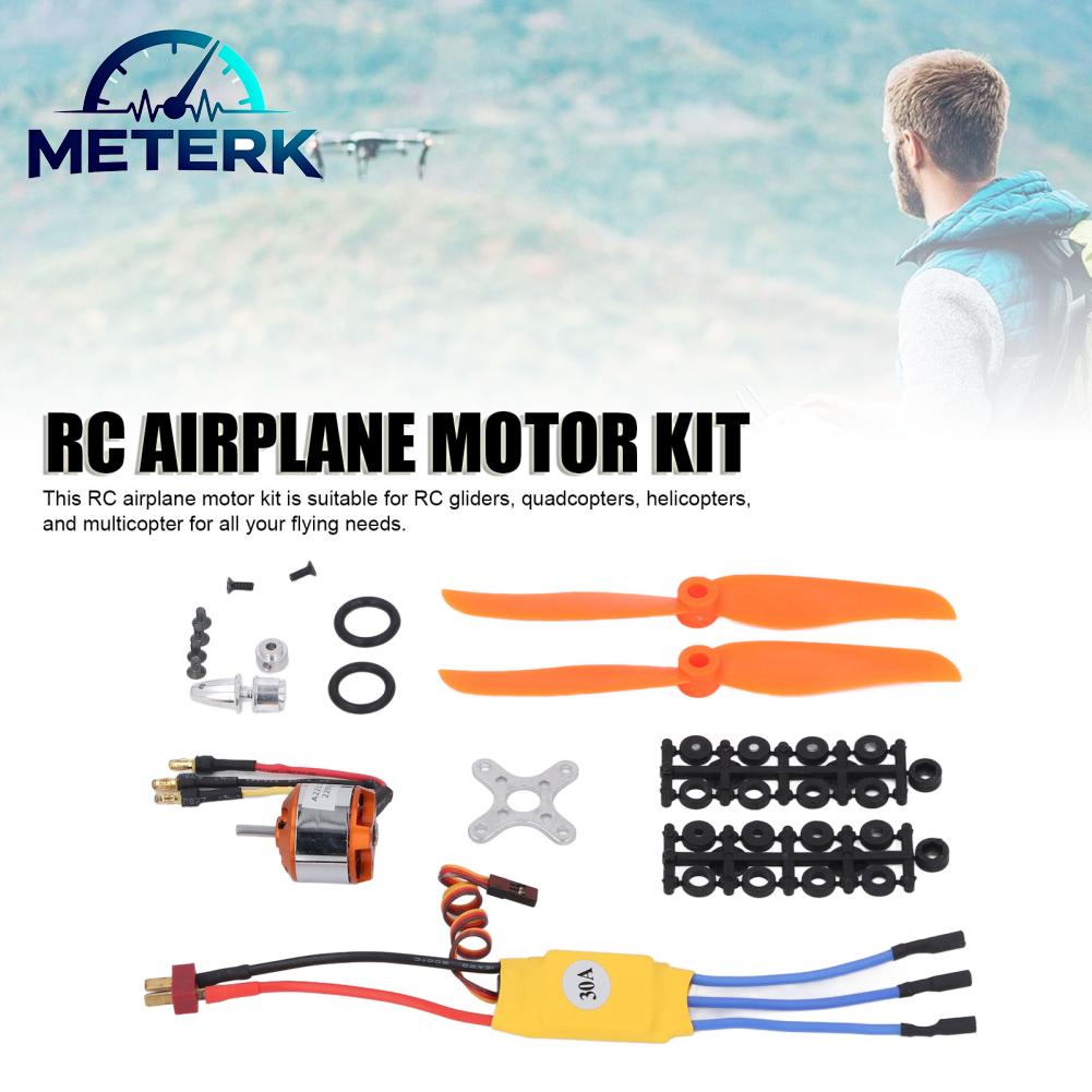 Meterk RC Airplane Motor Kit RC Aircraft Brushless Motor High Efficiency 4-10A Alloy Steel ABS 2200KV for Glider ราคา 556 บาท*ส่งฟรี