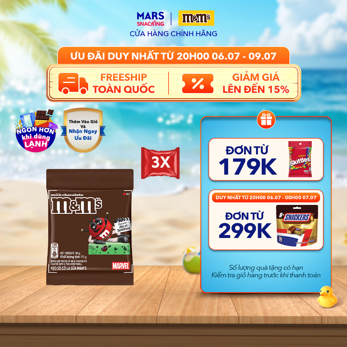 [PHIÊN BẢN MARVEL] Combo 3 Gói Kẹo Sôcôla Sữa M&M's 90g