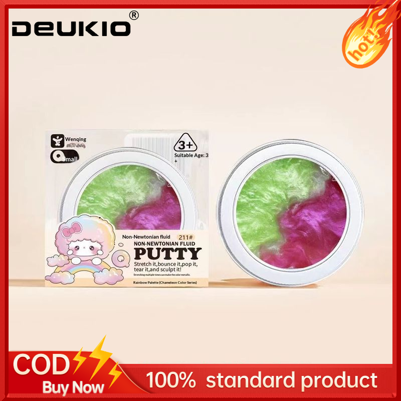 DEUKIO Non-Newtonian Fluid Putty Color-Changing Rainbow Slime Toy for Kids Stress Relief and Creative Play ราคา 129 บาท*ส่งฟรี