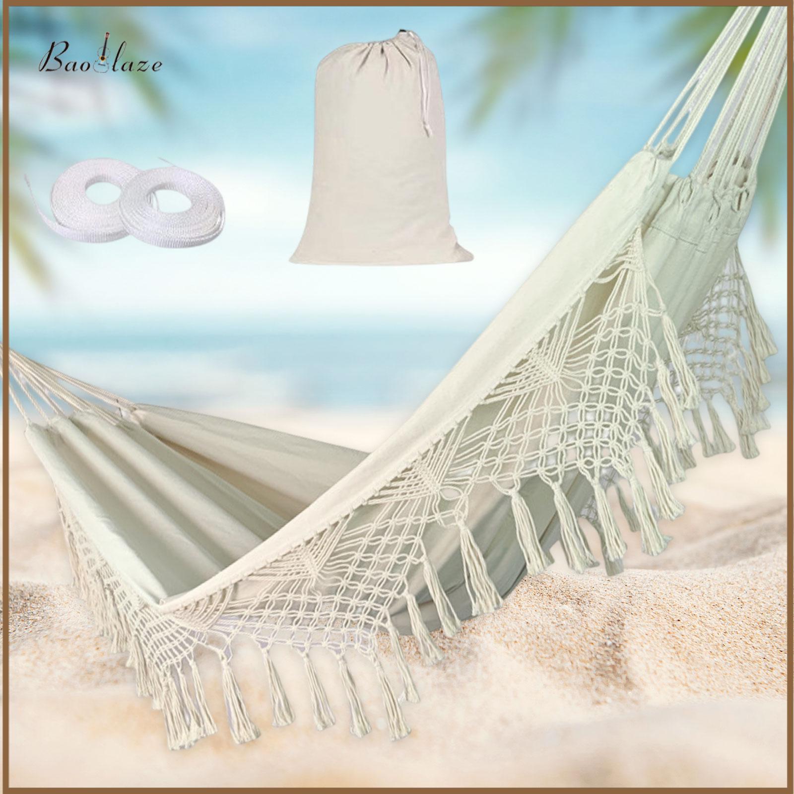 Boho Macrame Hammock Outdoor Hammock with Tie Rope and Carry Bag Lounging Backyard Hammock Portable Hammock for ราคา 3,347 บาท*ส่งฟรี