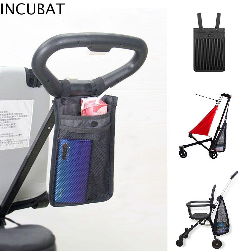 INCUBAT ตาข่ายแบบตาข่าย กระเป๋าตาข่ายรถเข็นเด็ก จุได้มาก รถเข็นเด็ก Buggy ที่จัดระเบียบรถเข็นเด็ก สากลสากลสากล สีทึบทึบ กระเป๋าขนส่งแบบแขวน รถเข็นเด็ก Buggy