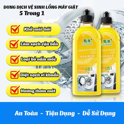 Dung Dịch Vệ Sinh Lồng Máy Giặt Màu Vàng 500ml và Bột Tẩy Lồng Vệ Sinh Máy Giặt 450g Mẫu Mới. LMS