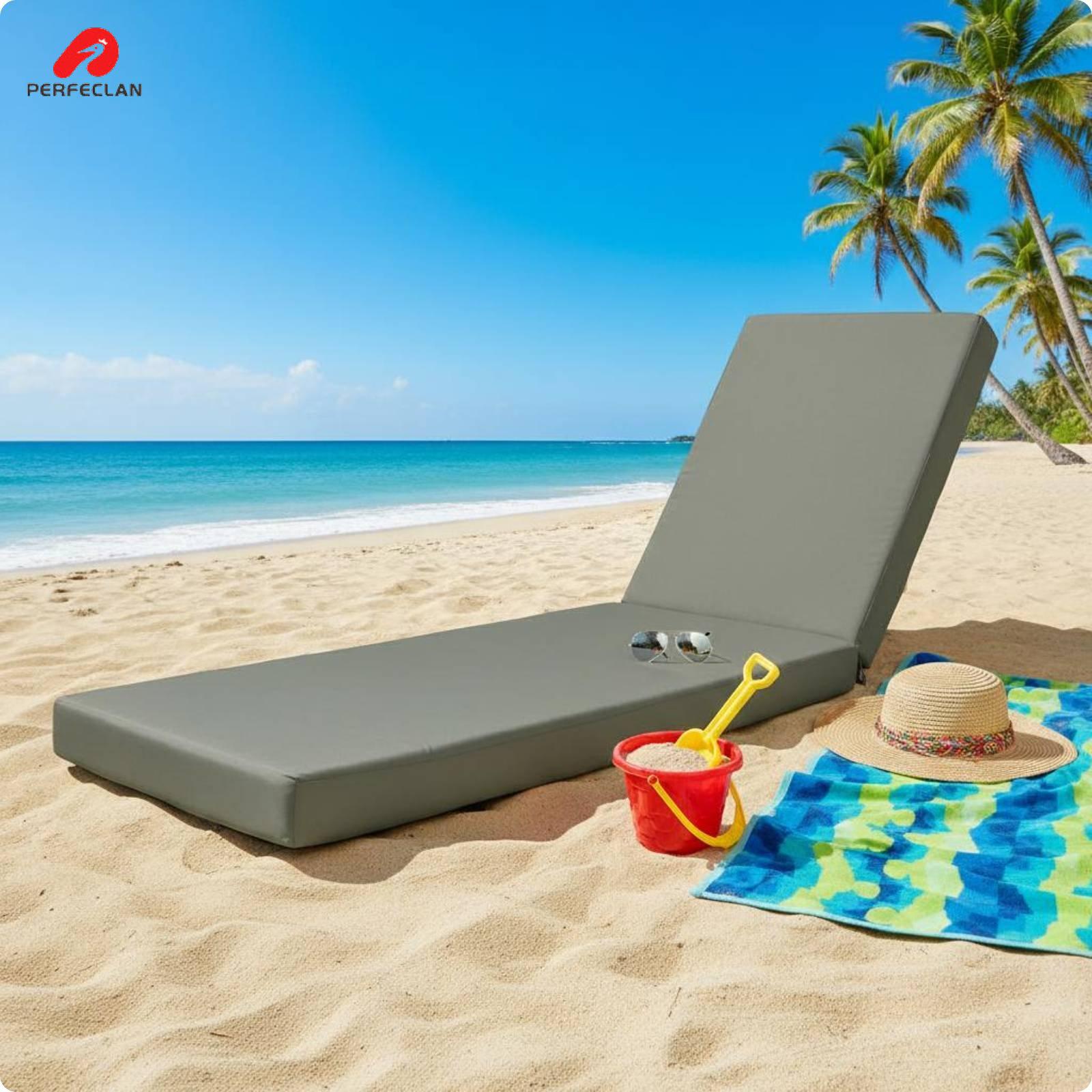Outdoor Lounger Cushion Sunproof Beach Chair Pad Water Resistant Sun Lounger Mat for Poolside Hotel