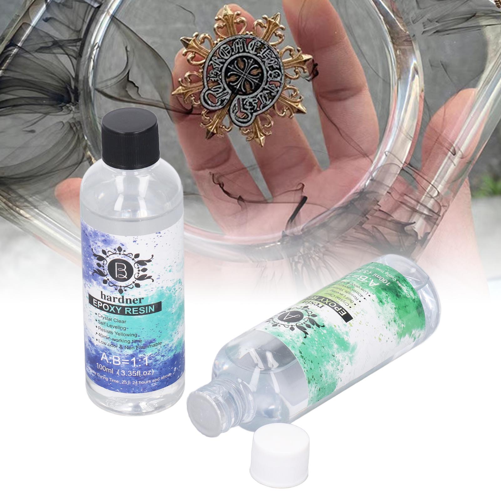 Nhựa Epoxy trong suốt pha lê Kit độ bóng cao bề mặt gương mặc bằng chứng nhựa Epoxy rõ ràng lớp phủ cho keo thủ công