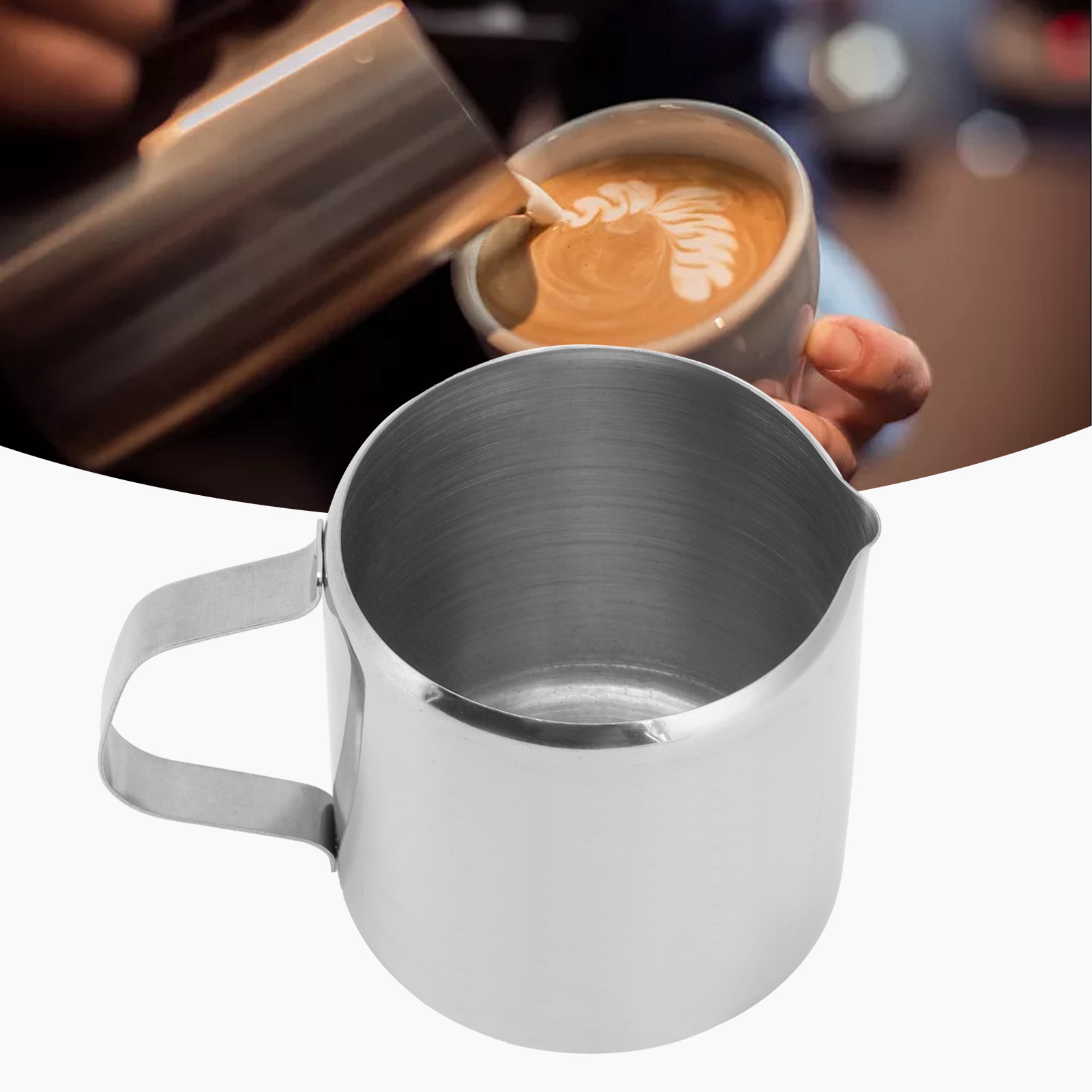 Bình cà phê cốc sữa thép không gỉ có tay cầm cho nhà hàng cho quán cà phê cho gia đình cho quán bar
