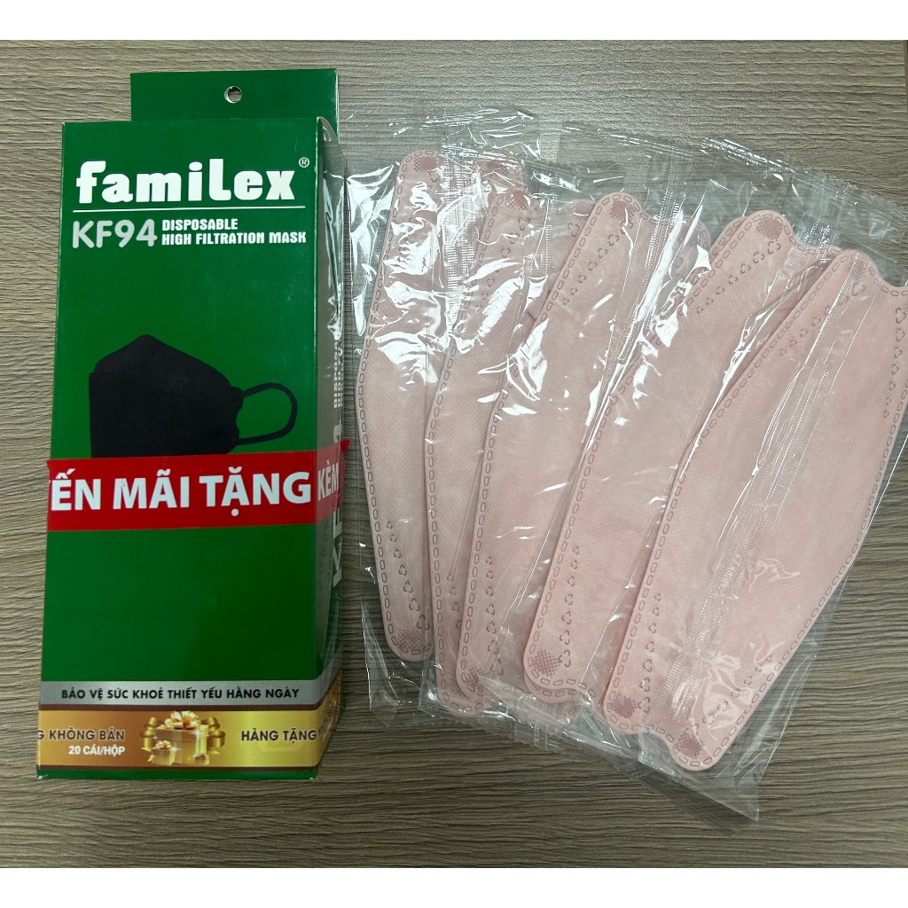 Qùa tặng không bán - khẩu trang 3 lớp kf94 familex màu hồng