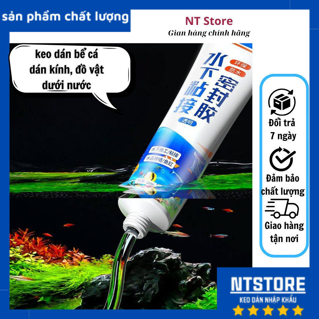 Keo dán bể cá, dán kính, đồ vật dưới nước, siêu dính không bong tróc