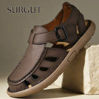 SURGUT Summer Fashion Mens Sandals Vintage Hollow Soft EVA Outsole For Beach Vacation Plus Size 38-47