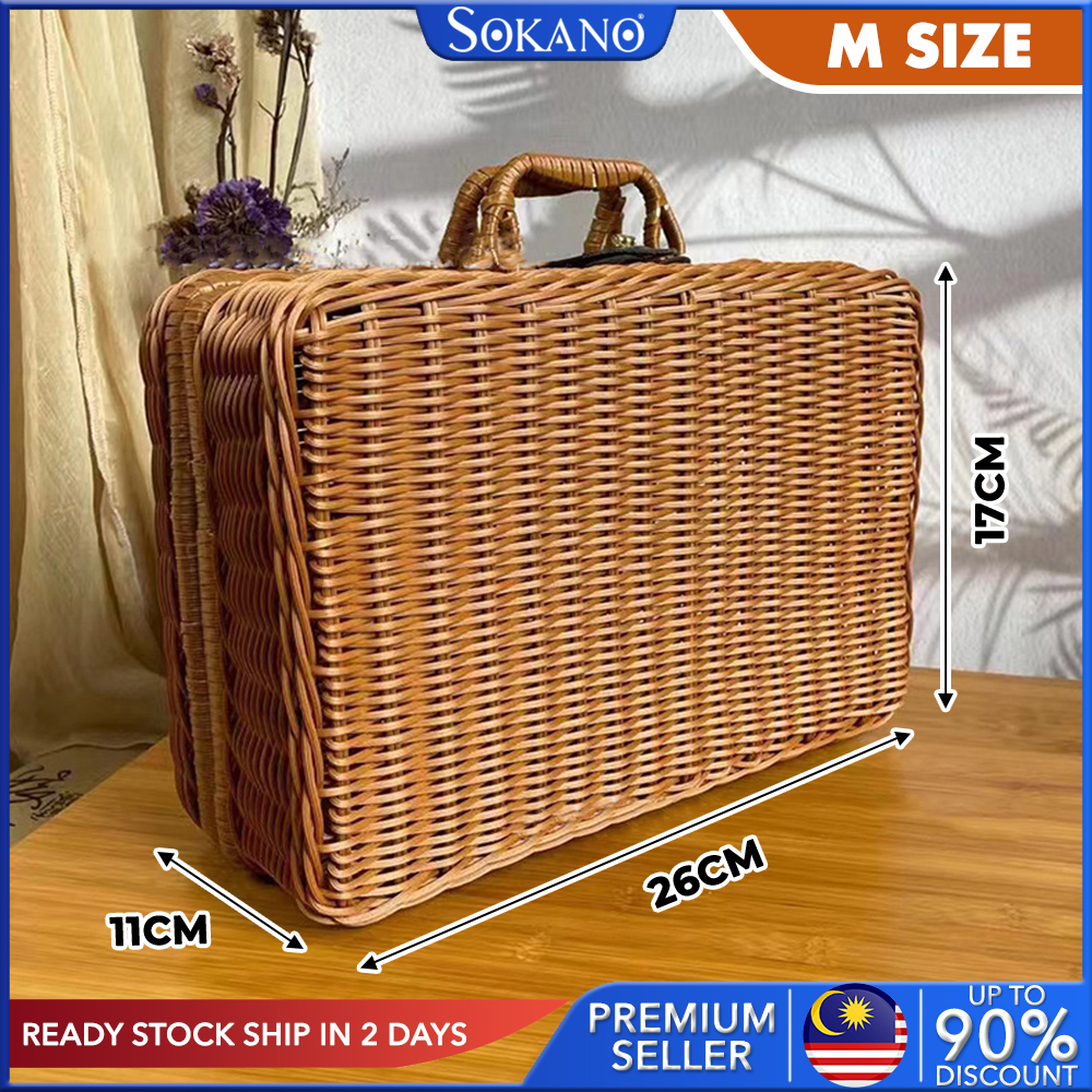 SOKANO SO033 Vintage Rattan Woven Storage Case Makeup Holder Suitcase Sundries Organizer Box Gift Box Kotak Hantaran Kahwin Nikah Kahwin