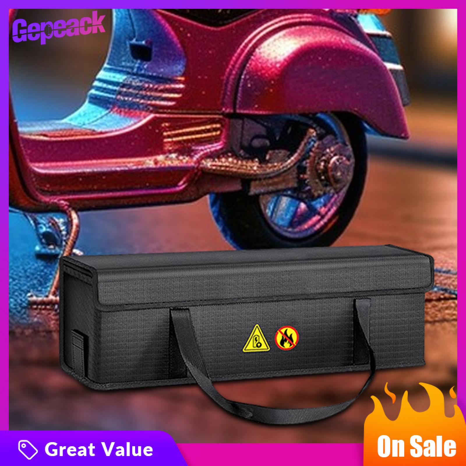 Gepeack Electric Bicycle Charger Bag Safe Tote Pouch High Temperature Resistant Tote Bag Fireproof Charging with Handle Storage Guard